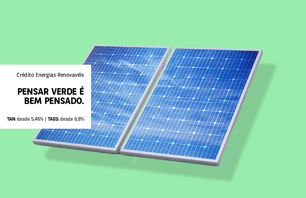 Crédito energias renováveis: imagem de paineis solares