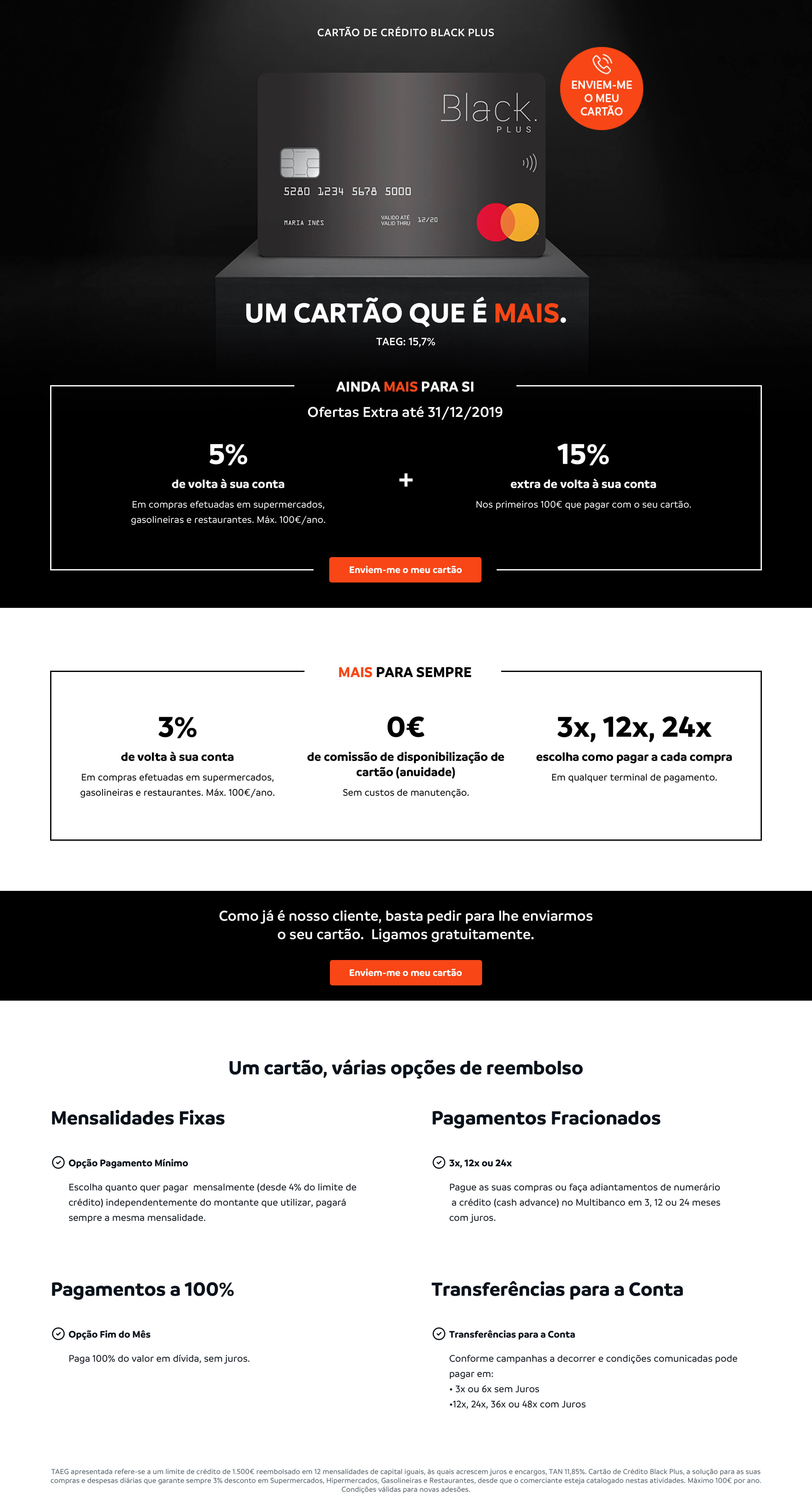 Campanha cartão de crédito Black Plus