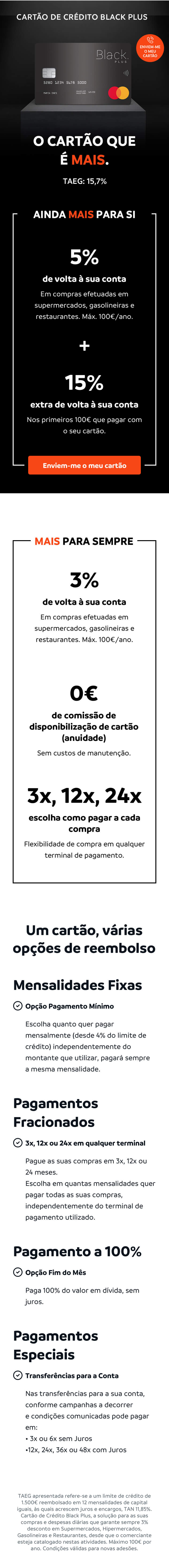 Campanha cartão de crédito Black Plus