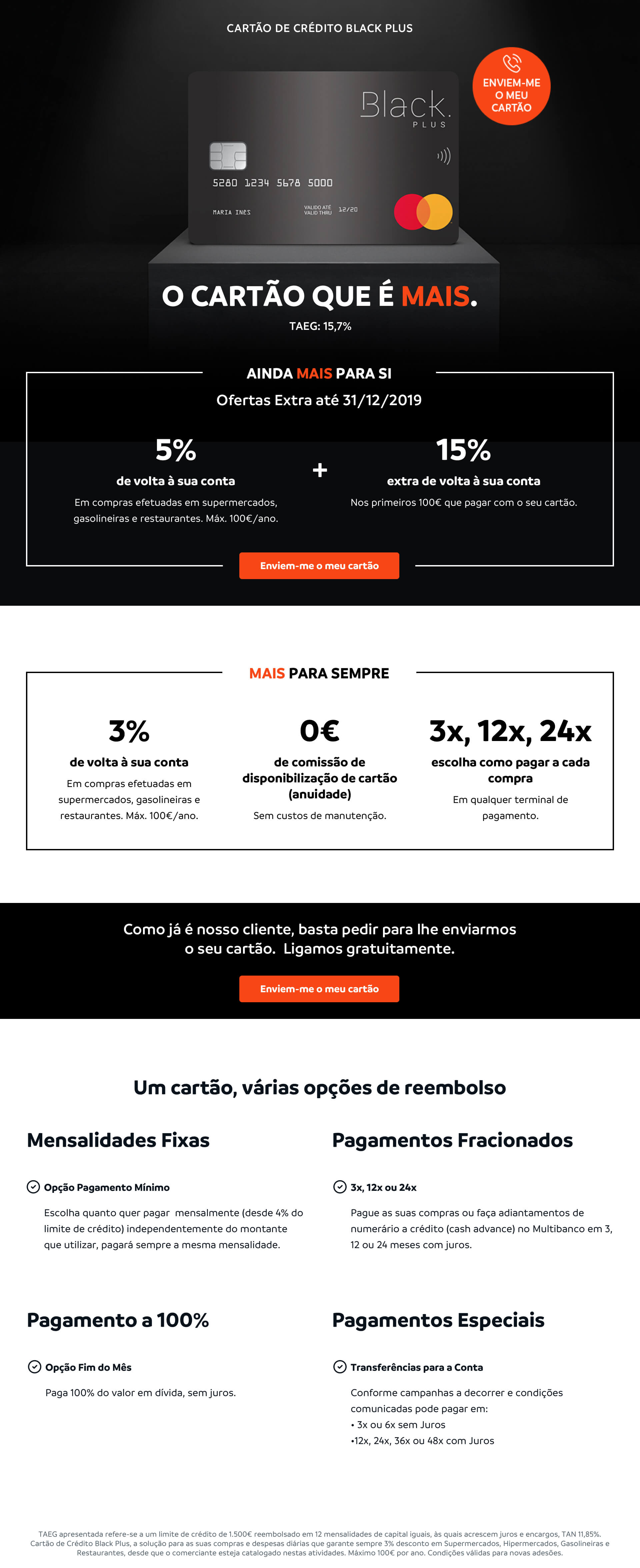 Campanha cartão de crédito Black Plus